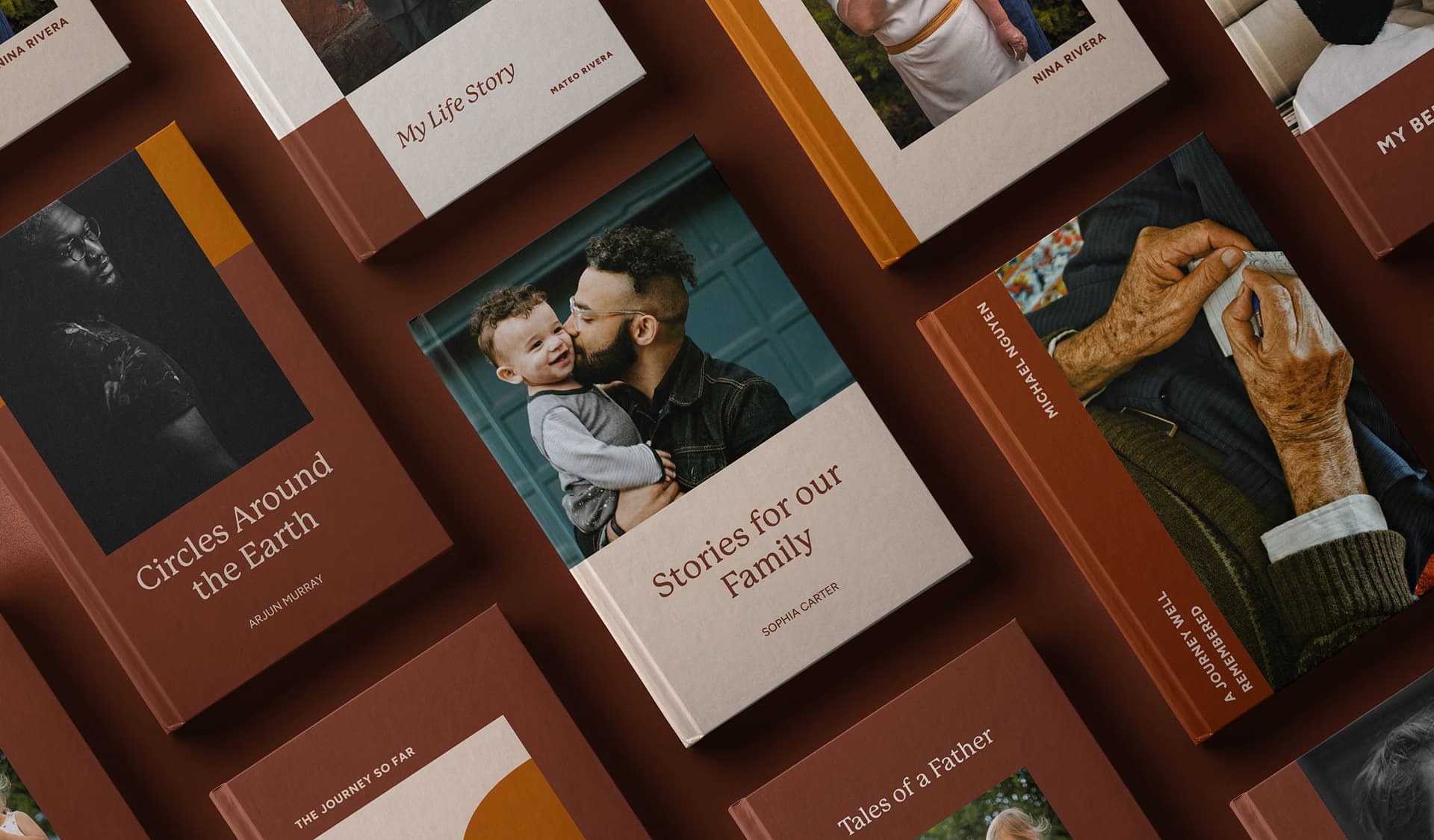 A Keepsake printed book in a sienna colour palette