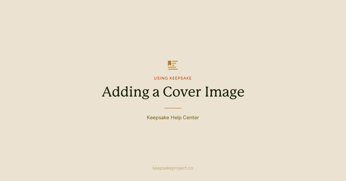 Add a Cover Image to Your Book - Keepsake Help